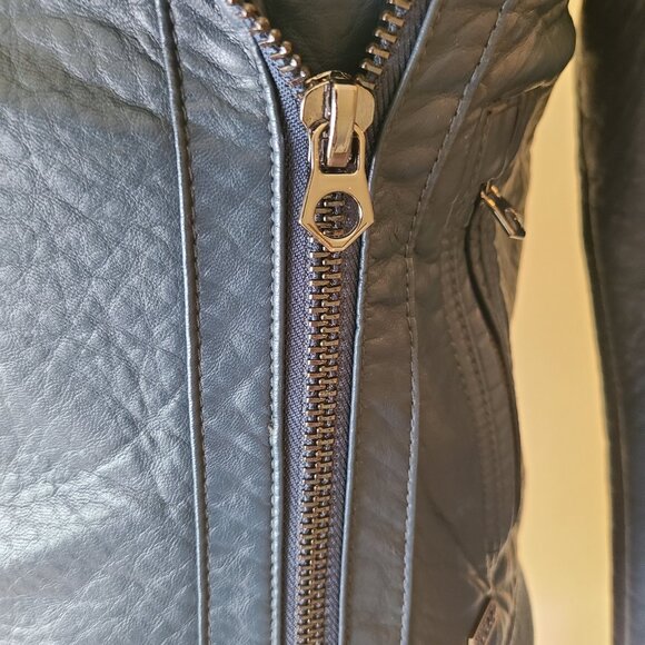 Guess Vegan Leather Blue Moto Jacket - Picture 5 of 13